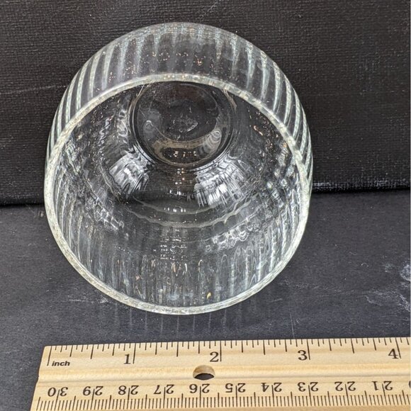 Set Of 2 Clear Ribbed Glass votive candle holders 3-Inch Diameter 55g - Picture 3 of 4